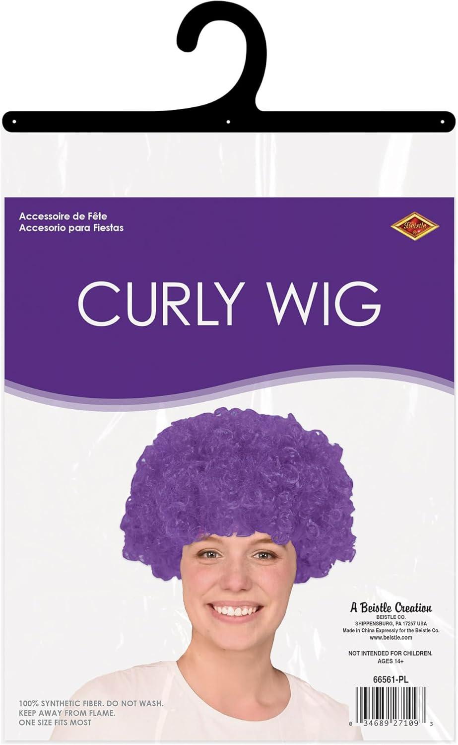 image:imageBeistle Purple Curly Wig  Short Synthetic Costume Wig Bold Novelty Spirit Hair Accessory for Cosplay Halloween Costumes Themed Party Wear Stage Performances Photo Booth Props amp Event StylingPurple