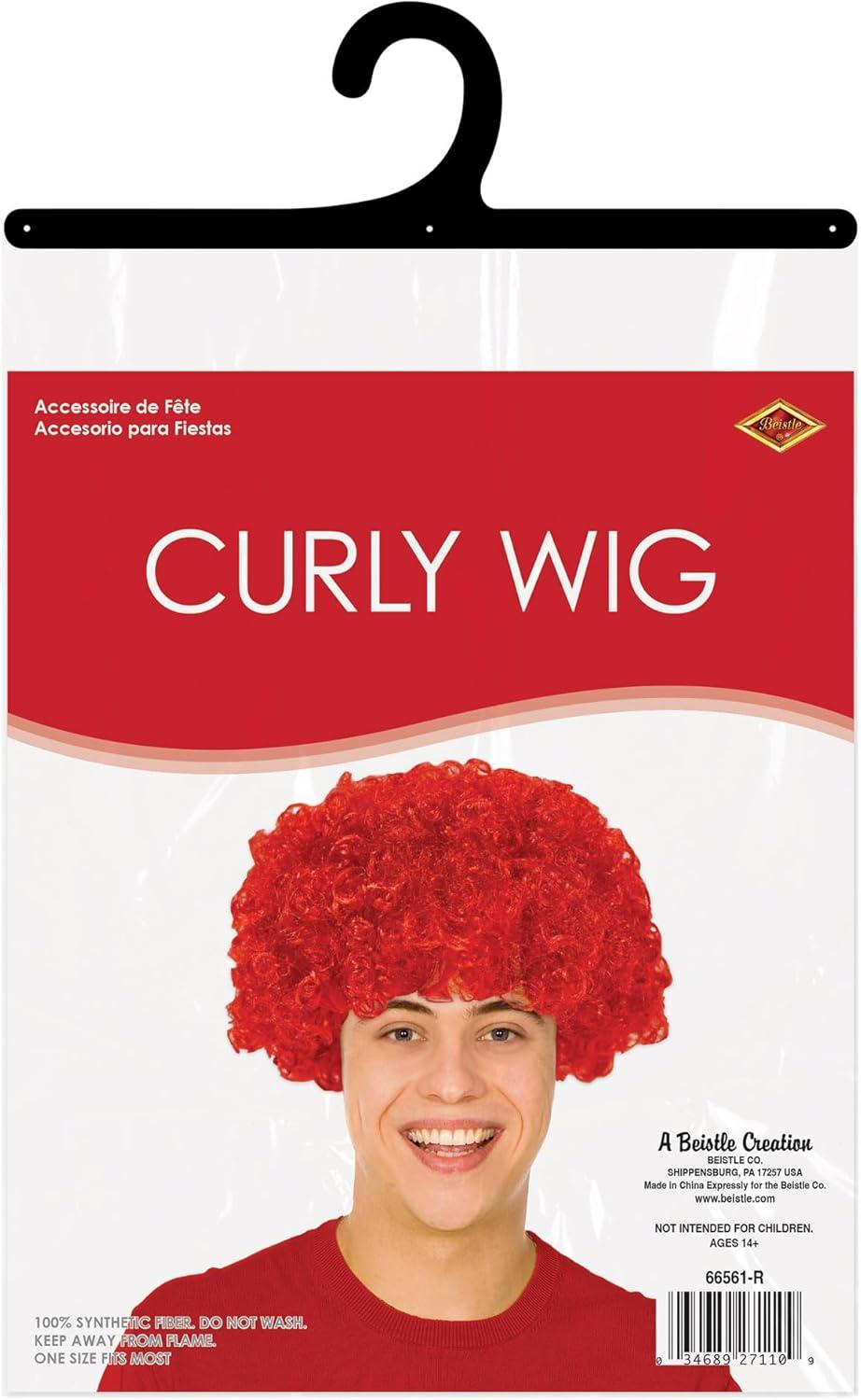 image:imageBeistle Purple Curly Wig  Short Synthetic Costume Wig Bold Novelty Spirit Hair Accessory for Cosplay Halloween Costumes Themed Party Wear Stage Performances Photo Booth Props amp Event StylingRed