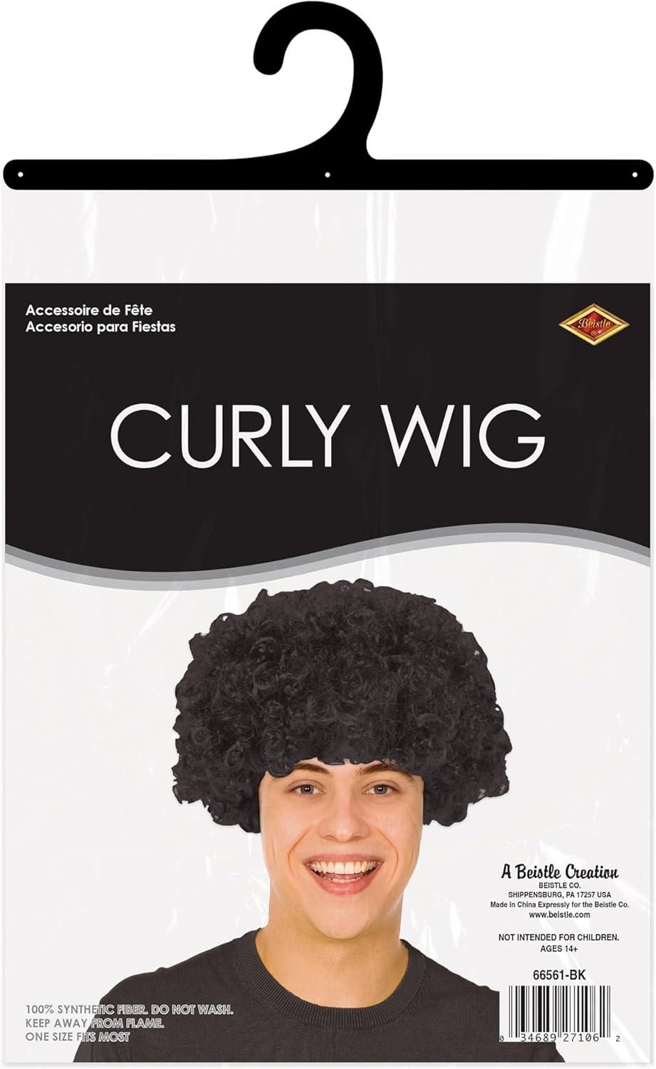 image:imageBeistle Purple Curly Wig  Short Synthetic Costume Wig Bold Novelty Spirit Hair Accessory for Cosplay Halloween Costumes Themed Party Wear Stage Performances Photo Booth Props amp Event StylingBlack