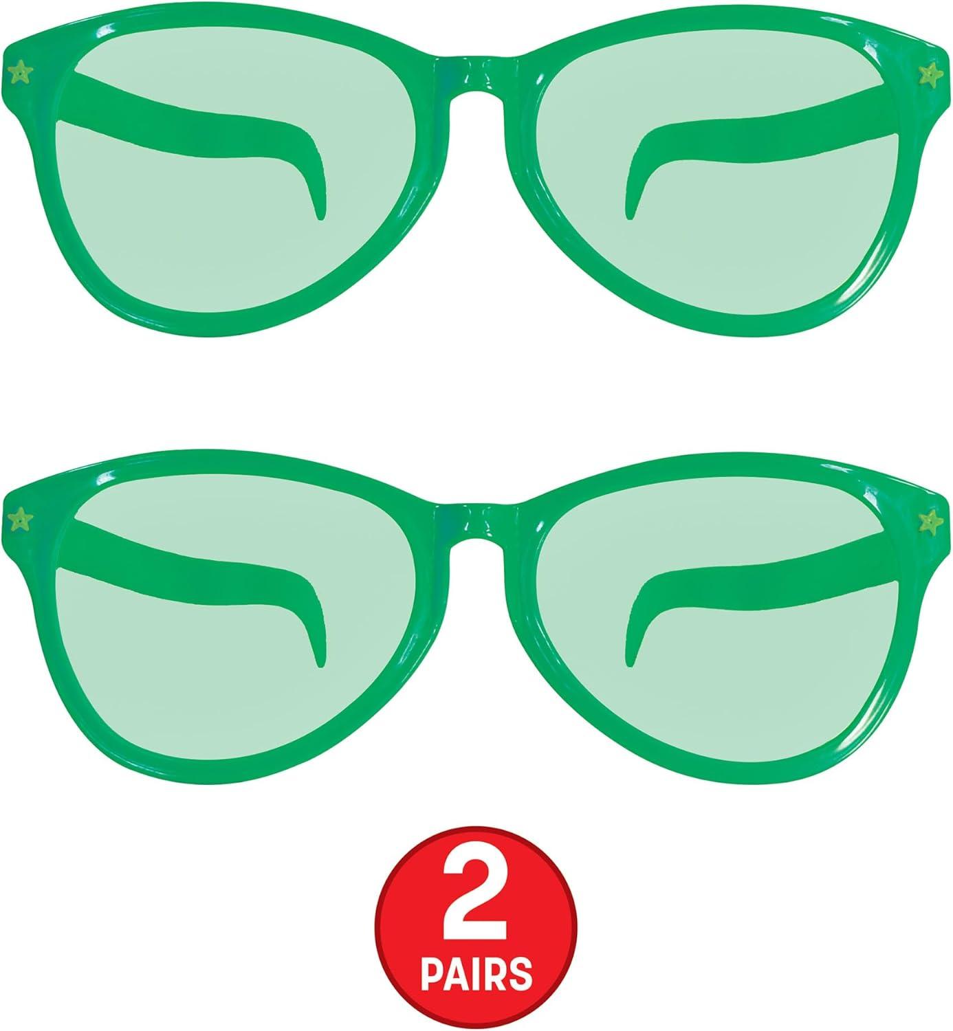 image:imageBeistle Yellow Jumbo Glasses 2 Pack Oversized Plastic Costume Eyeglasses Large Novelty Eyewear for Spirit Wear Theme Parties Stage Costumes Photo Booth Props Theatrical Events amp Display UseGreen