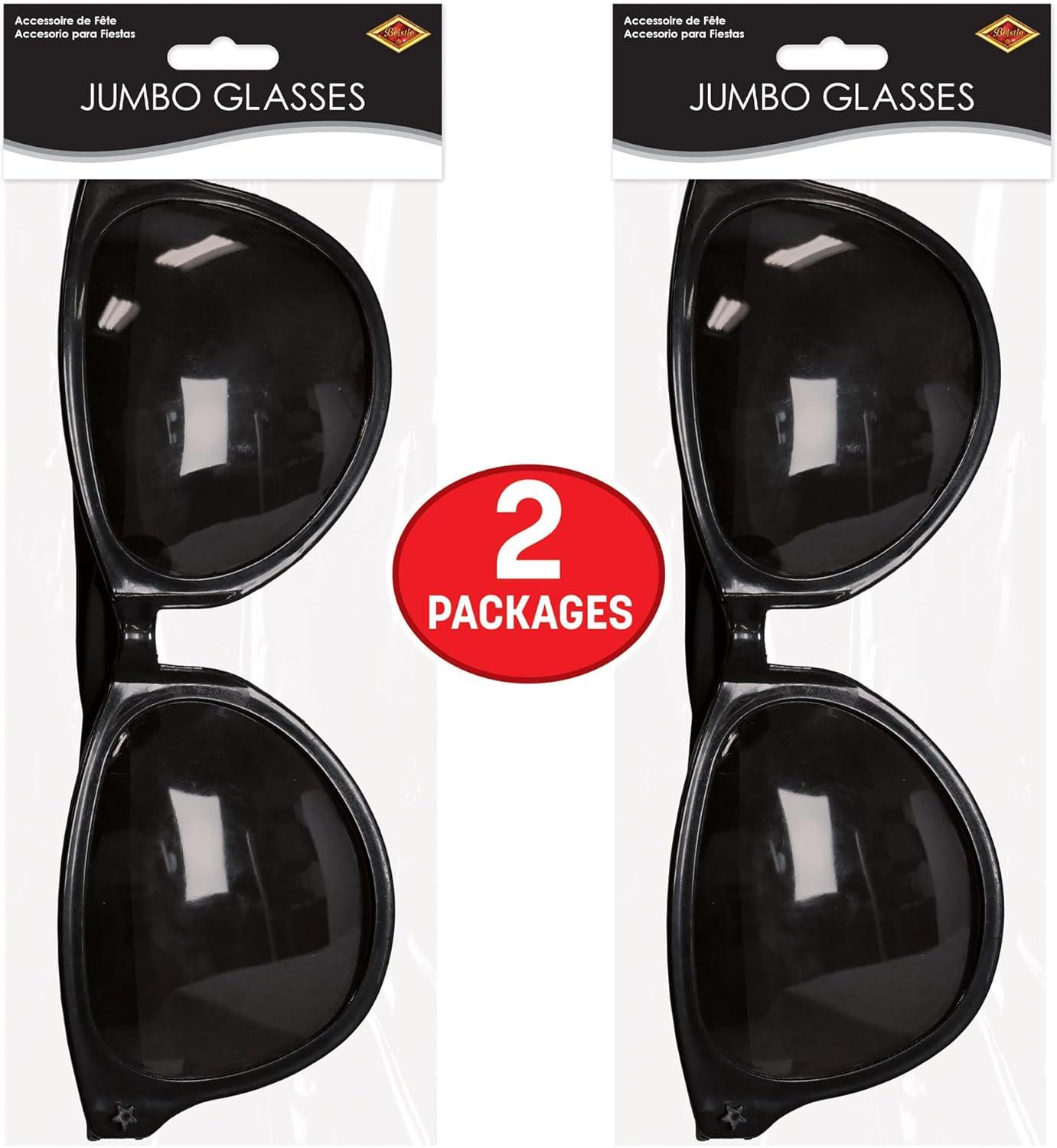 image:imageBeistle Yellow Jumbo Glasses 2 Pack Oversized Plastic Costume Eyeglasses Large Novelty Eyewear for Spirit Wear Theme Parties Stage Costumes Photo Booth Props Theatrical Events amp Display UseBlack