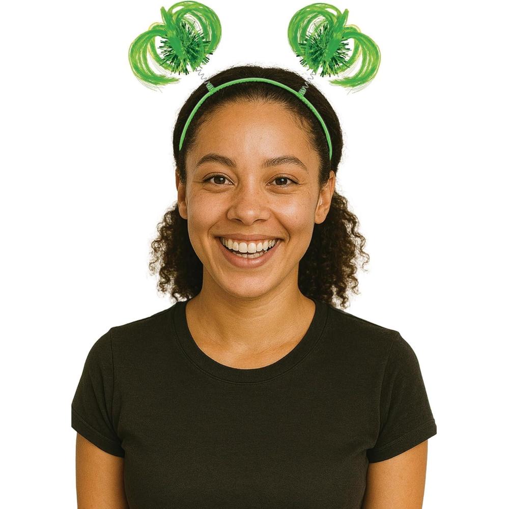 image:imageBeistle Green Ponytail Boppers 2 Pack Synthetic Hair Headband Accessories with Metallic Fringe Spirit Headwear for Costume Styling Themed Party Events Photo Booth Props and Novelty Wear