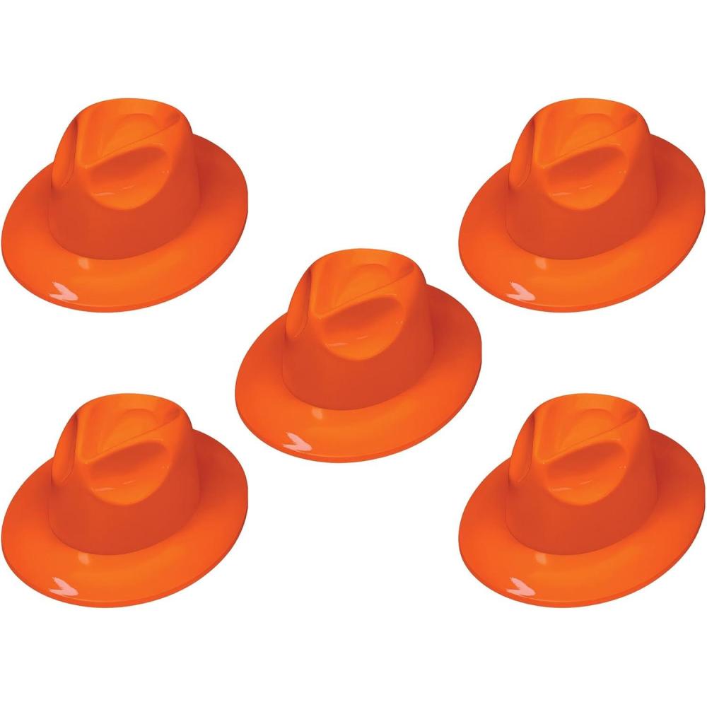 image:imageBeistle Orange Plastic Fedora Hats 5 Pack Classic Customizable Costume Accessories Versatile Western Spirit Wear Headwear for New Years Eve Events Vintage Themes amp Coordinated Group Celebrations