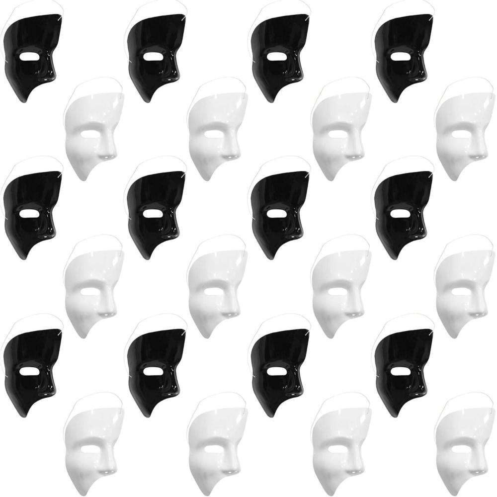 image:imageBeistle Phantom Mask Party Bundle  12 Black amp 12 White Vertical Half Face Masks with Elastic Costume Accessories for Masquerade Events Theater Productions Halloween Parties amp Mardi Gras Themes