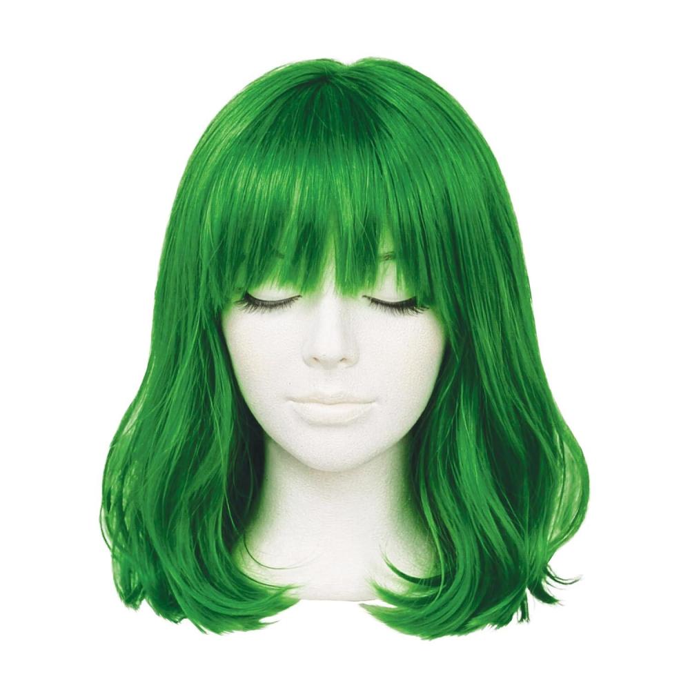 image:imageBeistle Purple Long Bob Wig Straight Synthetic Costume Wig with Bangs ShoulderLength Hair Accessory for Halloween Costumes Themed Party Wear Stage Performances Photo Booth Props amp Event StylingGreen