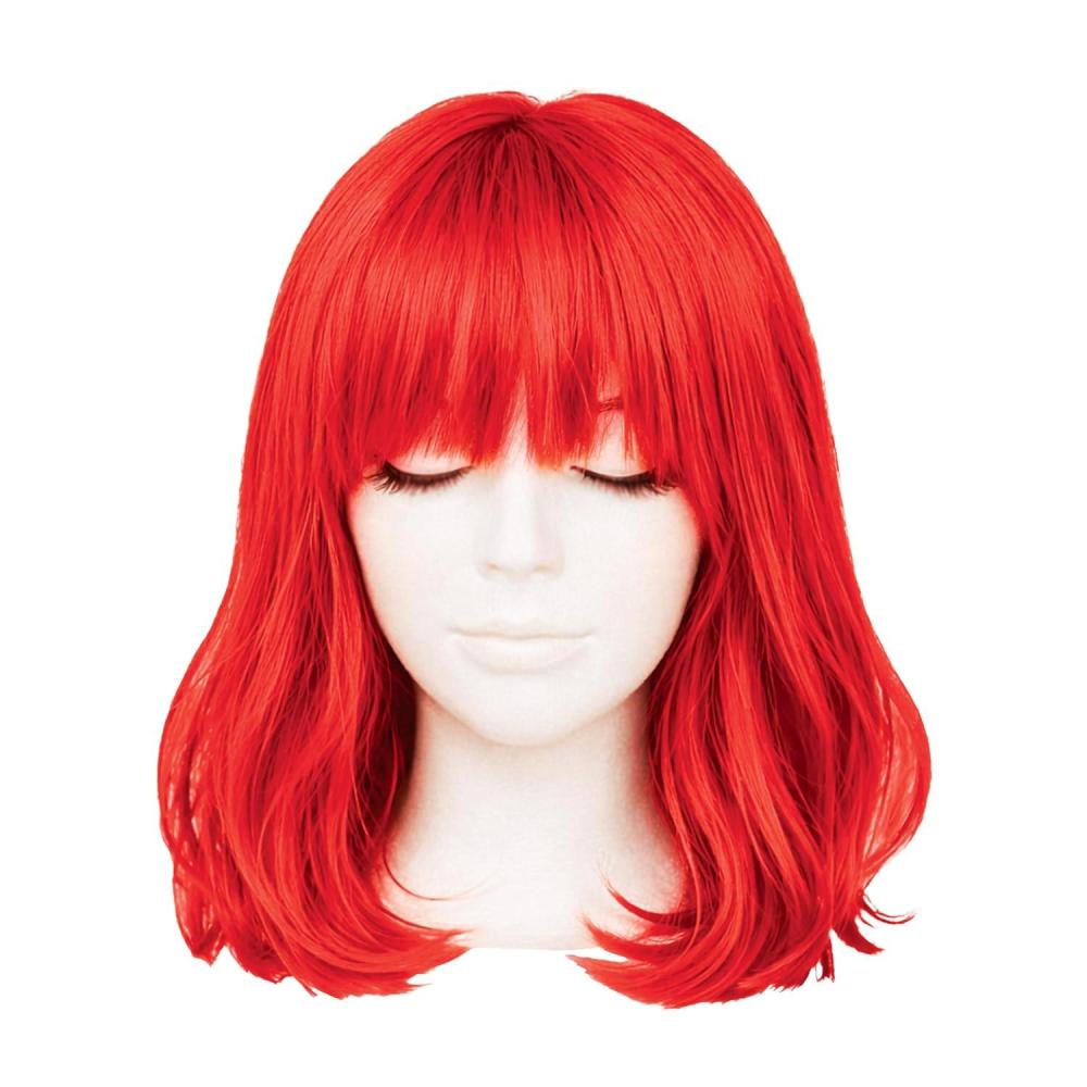 image:imageBeistle Purple Long Bob Wig Straight Synthetic Costume Wig with Bangs ShoulderLength Hair Accessory for Halloween Costumes Themed Party Wear Stage Performances Photo Booth Props amp Event StylingRed