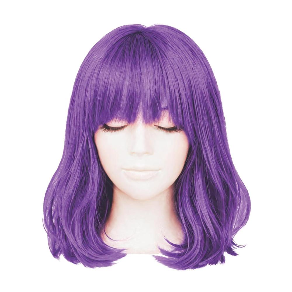 image:imageBeistle Purple Long Bob Wig Straight Synthetic Costume Wig with Bangs ShoulderLength Hair Accessory for Halloween Costumes Themed Party Wear Stage Performances Photo Booth Props amp Event StylingPurple