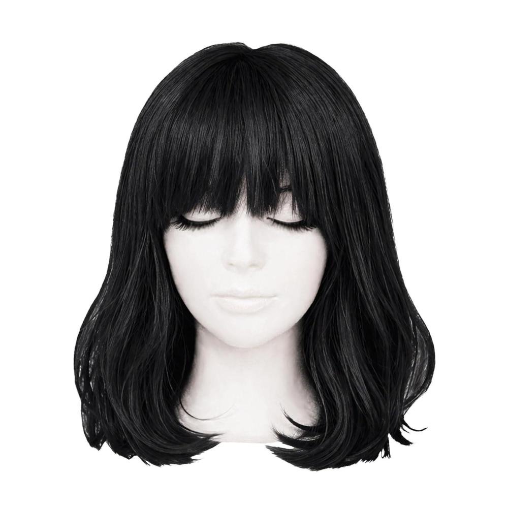 image:imageBeistle Purple Long Bob Wig Straight Synthetic Costume Wig with Bangs ShoulderLength Hair Accessory for Halloween Costumes Themed Party Wear Stage Performances Photo Booth Props amp Event StylingBlack