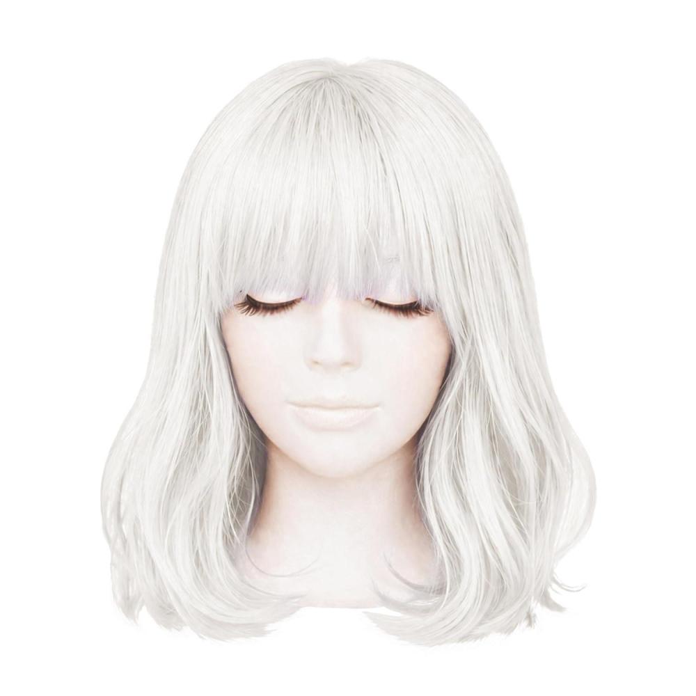 image:imageBeistle Purple Long Bob Wig Straight Synthetic Costume Wig with Bangs ShoulderLength Hair Accessory for Halloween Costumes Themed Party Wear Stage Performances Photo Booth Props amp Event StylingWhite