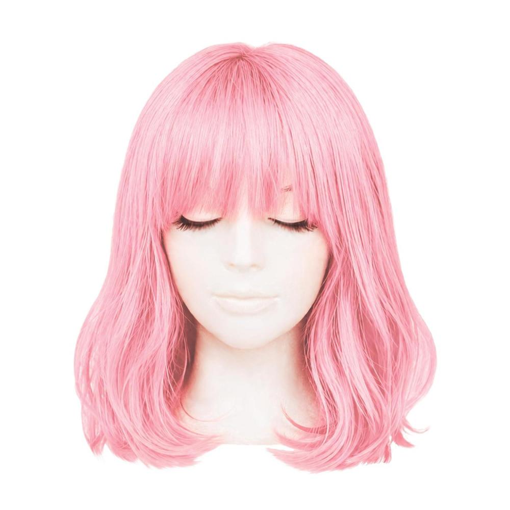 image:imageBeistle Purple Long Bob Wig Straight Synthetic Costume Wig with Bangs ShoulderLength Hair Accessory for Halloween Costumes Themed Party Wear Stage Performances Photo Booth Props amp Event StylingPink