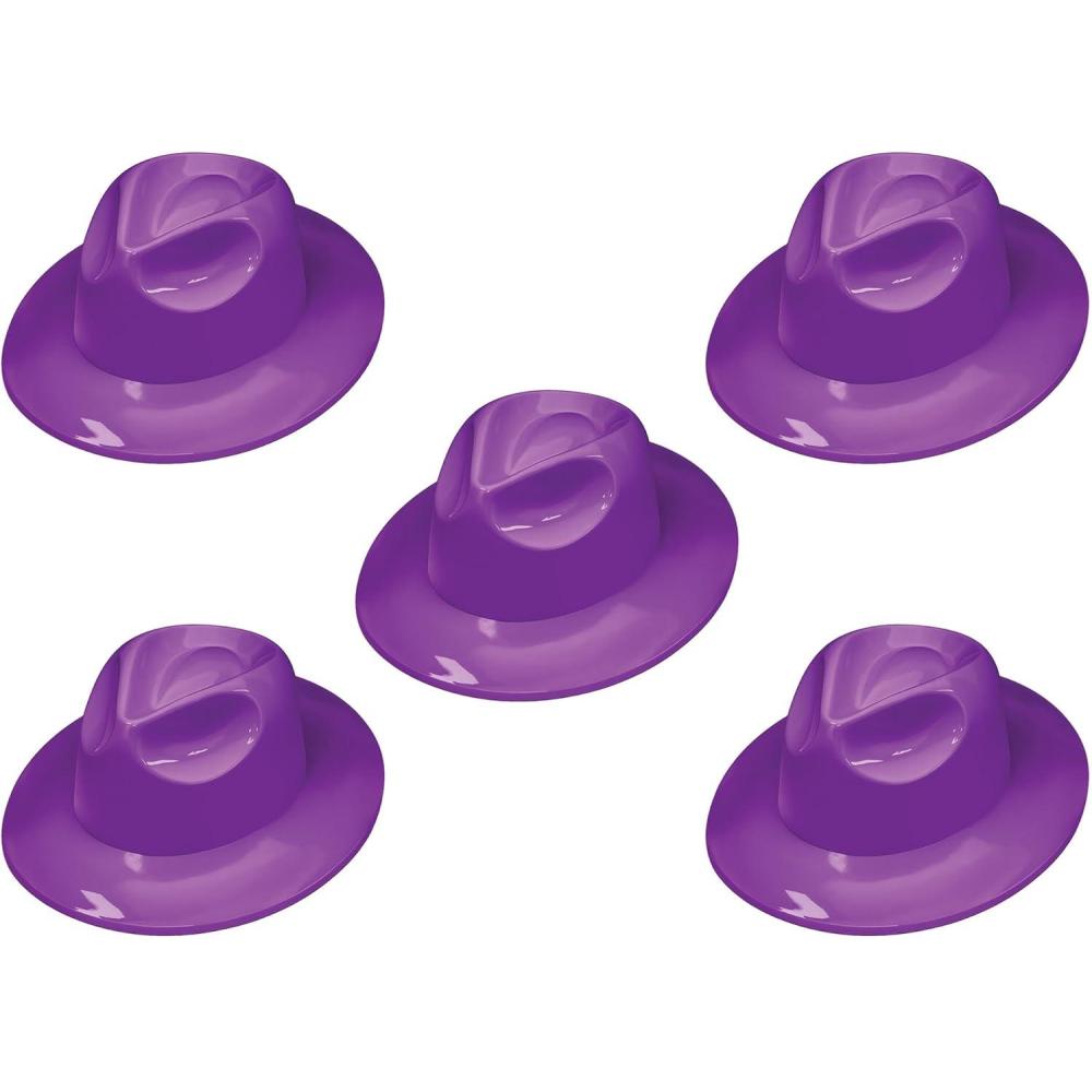 image:imageBeistle Purple Plastic Fedora Hats 5 Pack Classic Customizable Costume Accessories Versatile Western Spirit Wear Headwear for New Years Eve Events Vintage Themes amp Coordinated Group Celebrations