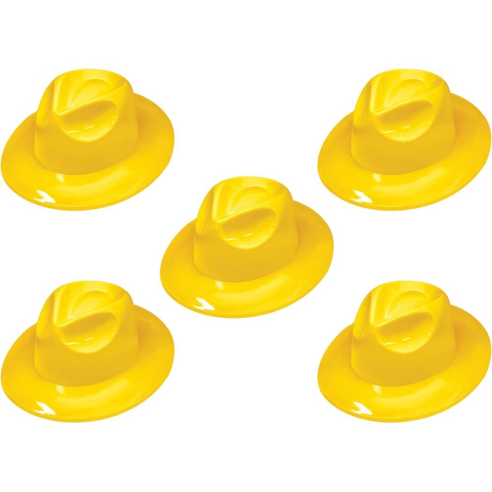 image:imageBeistle Yellow Plastic Fedora Hats 5 Pack Classic Customizable Costume Accessories Versatile Western Spirit Wear Headwear for New Years Eve Events Vintage Themes amp Coordinated Group Celebrations
