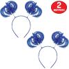 Beistle Blue Ponytail Boppers – 2 Pack, Synthetic Hair Headband Accessories with Metallic Fringe, Spirit Headwear for Costume Styling, Themed Party Events, Photo Booth Props, and Novelty Wear