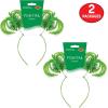 Beistle Green Ponytail Boppers – 2 Pack, Synthetic Hair Headband Accessories with Metallic Fringe, Spirit Headwear for Costume Styling, Themed Party Events, Photo Booth Props, and Novelty Wear
