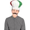 Beistle Italian Chef Costume – Adjustable Red, White & Green Chef’s Hat and Self-Adhesive Black Mustache, Fun Dress-Up Accessories for Cooking Events, Halloween Costumes, Theme Parties & Photo Props