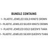 Beistle Jeweled King and Queen Crown Set – Gold and Silver Adjustable Plastic Crowns and Tiaras with Gem Accents, Royal Costume Accessories for Pageants, Plays, Proms, Parties and Themed Celebrations