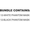Beistle Phantom Mask Party Bundle – 12 Black & 12 White Vertical Half Face Masks with Elastic, Costume Accessories for Masquerade Events, Theater Productions, Halloween Parties & Mardi Gras Themes