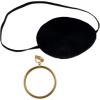 Beistle Pirate Eye Patch with Plastic Earring – 4 Sets Black Fabric Costume Accessory Set with Elastic Strap and Gold Hoop Ear Jewelry for Pirate-Themed Parties, Halloween Costumes and Nautical Events