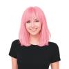 Beistle Purple Long Bob Wig – Straight Synthetic Costume Wig with Bangs, Shoulder-Length Hair Accessory for Halloween Costumes, Themed Party Wear, Stage Performances, Photo Booth Props & Event Styling(Pink)