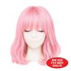 Beistle Purple Long Bob Wig – Straight Synthetic Costume Wig with Bangs, Shoulder-Length Hair Accessory for Halloween Costumes, Themed Party Wear, Stage Performances, Photo Booth Props & Event Styling(Pink)
