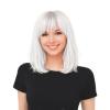 Beistle Purple Long Bob Wig – Straight Synthetic Costume Wig with Bangs, Shoulder-Length Hair Accessory for Halloween Costumes, Themed Party Wear, Stage Performances, Photo Booth Props & Event Styling(White)