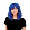 Beistle Purple Long Bob Wig – Straight Synthetic Costume Wig with Bangs, Shoulder-Length Hair Accessory for Halloween Costumes, Themed Party Wear, Stage Performances, Photo Booth Props & Event Styling(Blue)