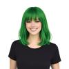 Beistle Purple Long Bob Wig – Straight Synthetic Costume Wig with Bangs, Shoulder-Length Hair Accessory for Halloween Costumes, Themed Party Wear, Stage Performances, Photo Booth Props & Event Styling(Green)