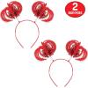 Beistle Red Ponytail Boppers – 2 Pack, Synthetic Hair Headband Accessories with Metallic Fringe, Spirit Headwear for Costume Styling, Themed Party Events, Photo Booth Props, and Novelty Wear