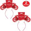 Beistle Red Ponytail Boppers – 2 Pack, Synthetic Hair Headband Accessories with Metallic Fringe, Spirit Headwear for Costume Styling, Themed Party Events, Photo Booth Props, and Novelty Wear