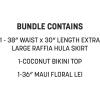 Beistle Tropical Luau Costume – Extra Large Raffia Hula Skirt, Adjustable Coconut Bikini Top & Multi-Color Floral Lei, Hawaiian Party Dress-Up Set for Beach Events, Summer Celebrations & Festivals