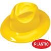 Beistle Yellow Plastic Fedora Hats – 5 Pack, Classic Customizable Costume Accessories, Versatile Western Spirit Wear Headwear for New Year’s Eve Events, Vintage Themes & Coordinated Group Celebrations