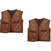 Beistle 2 Piece Western Theme Brown Faux Leather Cowboy Vests With Fringe, Wild West Costume Accessories, Celebrating With You Since 1900