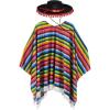 Beistle Fiesta Costume Bundle – Felt Spanish Hat and Colorful Serape Poncho, Vibrant Dress-Up Set for Parties, Festivals, Parades, Cinco de Mayo Celebrations, and Cultural Mexican Events