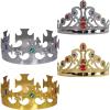 Beistle Jeweled King and Queen Crown Set – Gold and Silver Adjustable Plastic Crowns and Tiaras with Gem Accents, Royal Costume Accessories for Pageants, Plays, Proms, Parties and Themed Celebrations