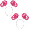 Beistle Pink Ponytail Boppers – 2 Pack, Synthetic Hair Headband Accessories with Metallic Fringe, Spirit Headwear for Costume Styling, Themed Party Events, Photo Booth Props, and Novelty Wear