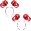 Beistle Red Ponytail Boppers – 2 Pack, Synthetic Hair Headband Accessories with Metallic Fringe, Spirit Headwear for Costume Styling, Themed Party Events, Photo Booth Props, and Novelty Wear