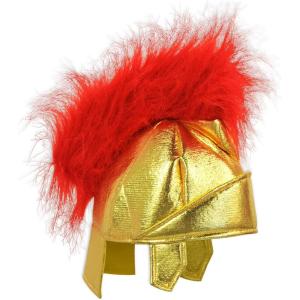 Beistle Fabric Roman Helmet – Gold Metallic Foam Costume Headpiece with Red Crest, Warrior Hat for Halloween, Theatrical Performances, Ancient Rome Parties, and Gladiator Events, Adult Size