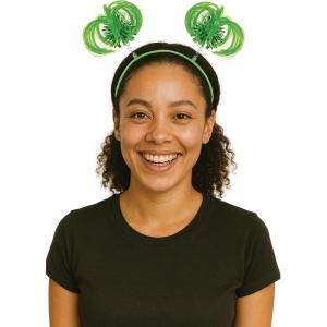 Beistle Green Ponytail Boppers – 2 Pack, Synthetic Hair Headband Accessories with Metallic Fringe, Spirit Headwear for Costume Styling, Themed Party Events, Photo Booth Props, and Novelty Wear