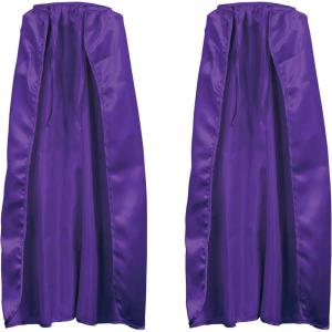 Beistle Purple Fabric Capes – 2 Pack, Lightweight Polyester Costume Capes with Tie Closures, Hero Accessories for Halloween, Cosplay, Theatrical Costumes, Group Themes & Photo Booth Props, 30″
