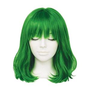 Beistle Purple Long Bob Wig – Straight Synthetic Costume Wig with Bangs, Shoulder-Length Hair Accessory for Halloween Costumes, Themed Party Wear, Stage Performances, Photo Booth Props & Event Styling(Green)