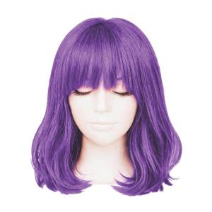 Beistle Purple Long Bob Wig – Straight Synthetic Costume Wig with Bangs, Shoulder-Length Hair Accessory for Halloween Costumes, Themed Party Wear, Stage Performances, Photo Booth Props & Event Styling(Purple)