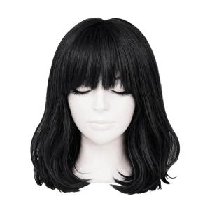 Beistle Purple Long Bob Wig – Straight Synthetic Costume Wig with Bangs, Shoulder-Length Hair Accessory for Halloween Costumes, Themed Party Wear, Stage Performances, Photo Booth Props & Event Styling(Black)