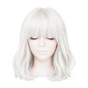 Beistle Purple Long Bob Wig – Straight Synthetic Costume Wig with Bangs, Shoulder-Length Hair Accessory for Halloween Costumes, Themed Party Wear, Stage Performances, Photo Booth Props & Event Styling(White)