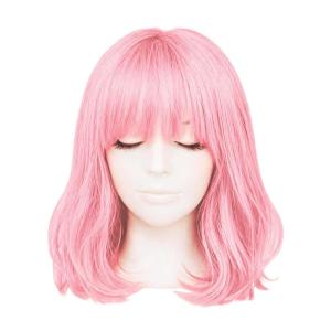 Beistle Purple Long Bob Wig – Straight Synthetic Costume Wig with Bangs, Shoulder-Length Hair Accessory for Halloween Costumes, Themed Party Wear, Stage Performances, Photo Booth Props & Event Styling(Pink)