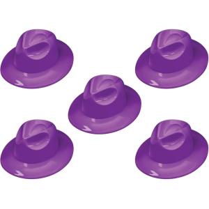 Beistle Purple Plastic Fedora Hats – 5 Pack, Classic Customizable Costume Accessories, Versatile Western Spirit Wear Headwear for New Year’s Eve Events, Vintage Themes & Coordinated Group Celebrations