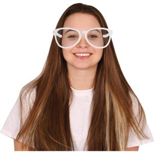 Beistle Yellow Jumbo Glasses – 2 Pack, Oversized Plastic Costume Eyeglasses, Large Novelty Eyewear for Spirit Wear, Theme Parties, Stage Costumes, Photo Booth Props, Theatrical Events & Display Use(White)