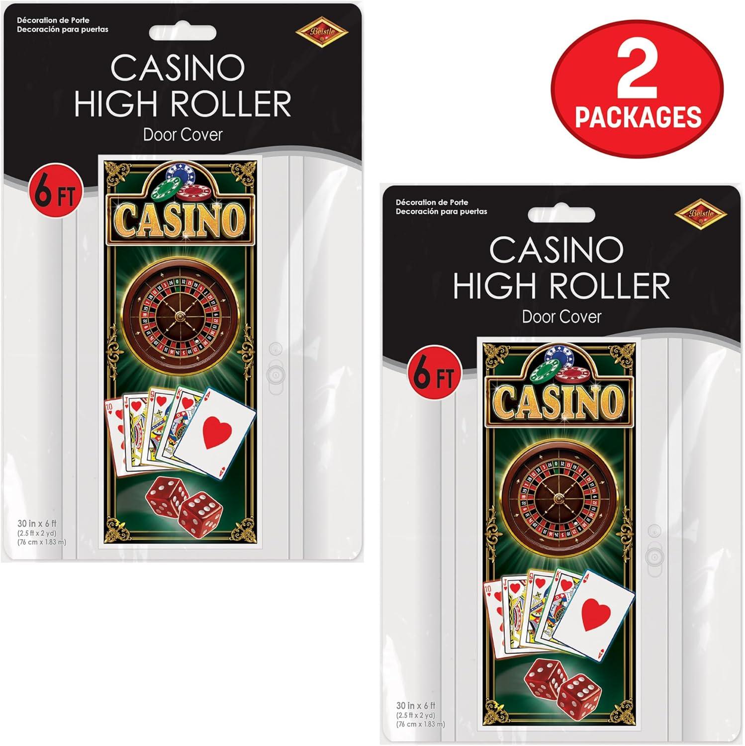 image:imageBeistle Casino High Roller Door Covers 2 Pack AllWeather Plastic Dcor Roulette Wheel amp Playing Card Design Gambling Decorations for Casino Night VegasStyle Parties amp Event Entrances 6 x 30