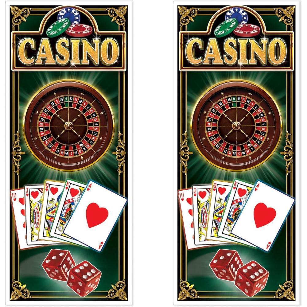 image:imageBeistle Casino High Roller Door Covers 2 Pack AllWeather Plastic Dcor Roulette Wheel amp Playing Card Design Gambling Decorations for Casino Night VegasStyle Parties amp Event Entrances 6 x 30