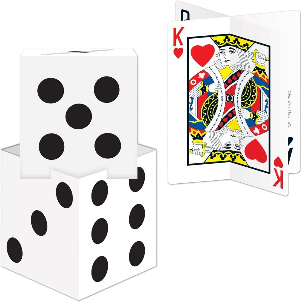 image:imageBeistle Casino Party Centerpiece Bundle 3D Playing Card Table Decoration amp Stacking Dice Display Card Night Party Dcor for VegasThemed Events Poker Parties amp Fundraiser Galas