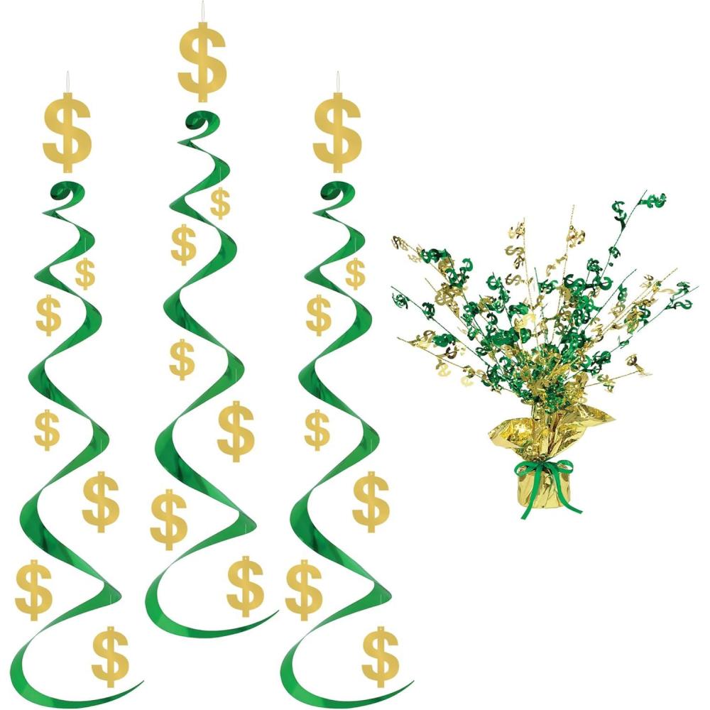 image:imageBeistle MoneyThemed Party Decorations Dollar Sign Gleam N Burst Centerpiece and Hanging Dollar Whirls Green and Gold Table amp Ceiling Dcor for Casino Nights Fundraisers amp Vegas Game Nights